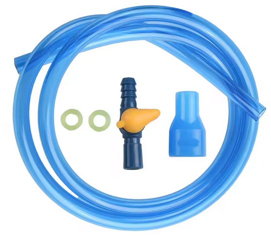 blue tube with straight blue valve